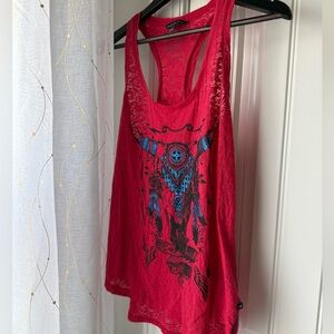 Rock & Republic Red Tank Top with Blue Graphic